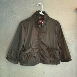 Elle black faux satin cropped jacket, size L